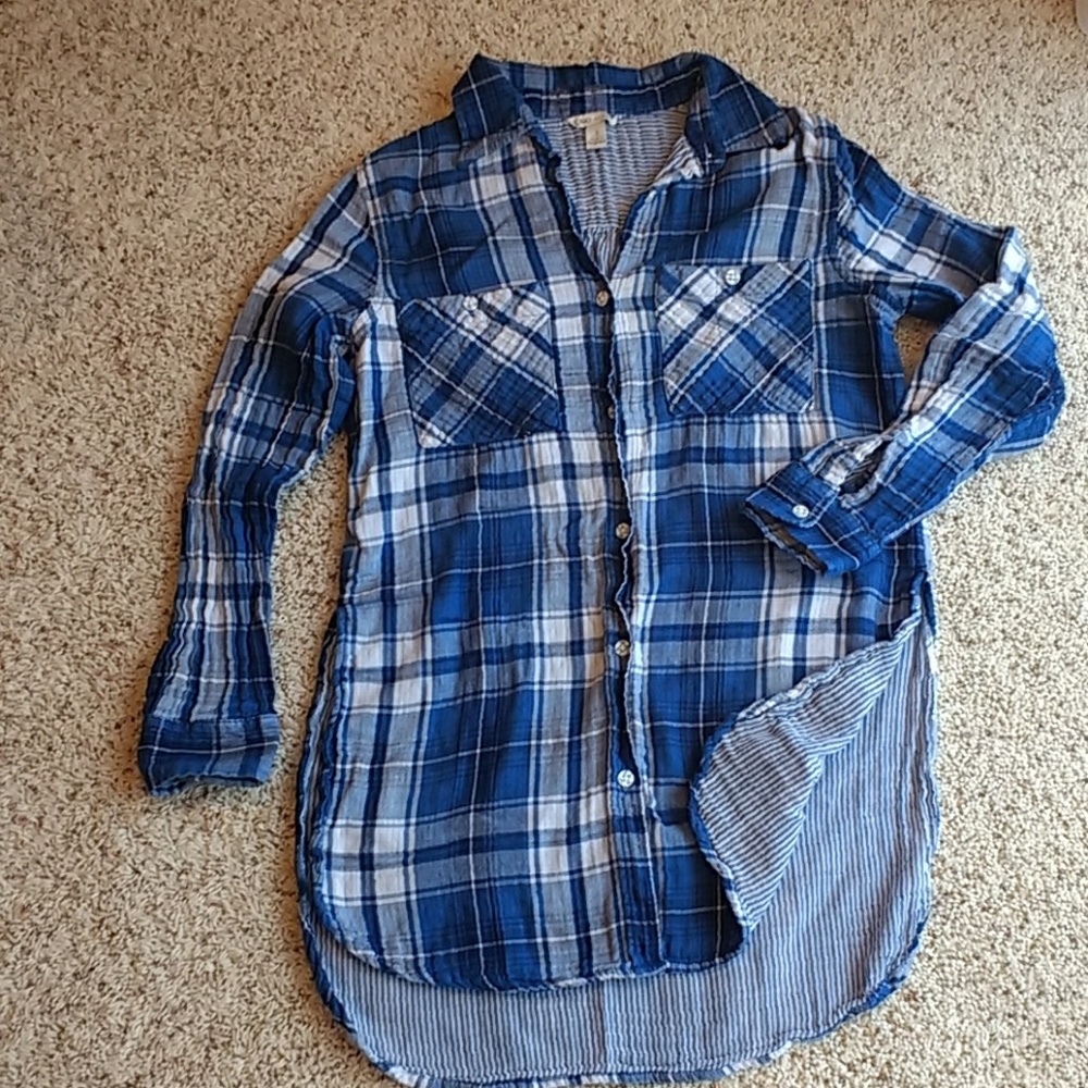 Cato plaid button up tunic size small